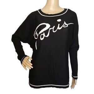 Catherine Malandrino Womens Paris Crew Neck Long Sleeve Black Sweater Large  T44
